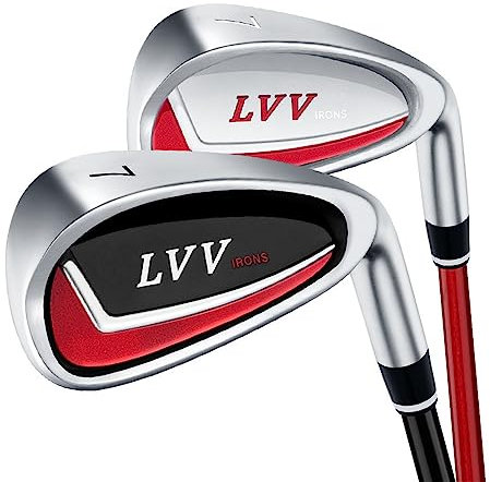 Mazze da golf per uomini e donne 7 ferri da stiro per principianti semplici e facili da addestrare in acciaio inox testa in carbonio (canna da donna rosso-carbonio)