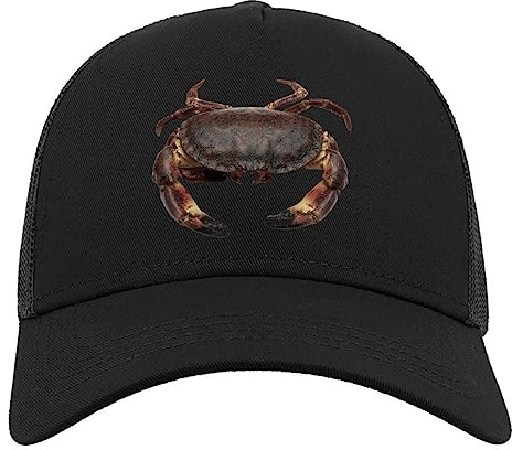 Big Claws Brown Crab Halbmaschige Trucker-Cap-Baseballmütze aus Baumwolle Schwarz