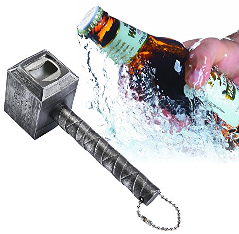 Thor Hammer Bottle Opener Beer Opener,Hammer of Thor Shaped Bottle Opener,Mjolnir Quake Beer Bottle Opener,Perfect for Bar and Domestic Use (Silver)