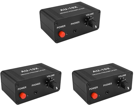 KEALBAUS 3X AU-10X NE5532 ljudsignal förförstärkare hörlurar före AMP kortförstärkning 20 dB 3,5 mm volymkontrollton DC 12 V