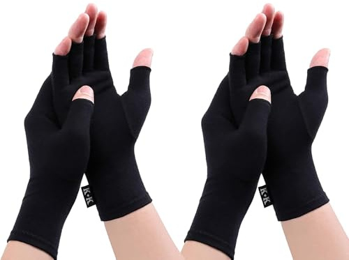 Guanti a compressione per artrite reumatoide, senza dita, per alleviare il dolore alle articolazioni, guanti caldi per tunnel carpale, per donne e uomini