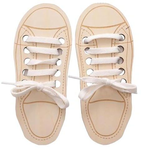 Generico Giocattolo in Legno per Allacciare Le Scarpe - Sviluppo Coordinazione Occhio-Mano per Bambini - Gioco Educativo per Imparare a Infilare