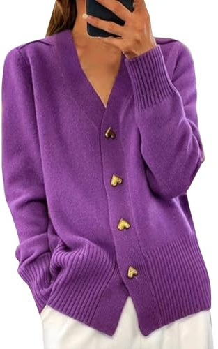 Cardigan à manches longues ouvert sur le devant pour femme Col en V Vêtement Boutonné Léger en Tricot Solide et élégant Pull Gilet