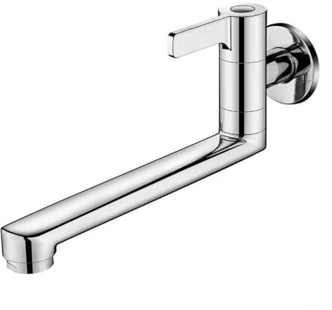 Grifo extensible montado en la pared, de acero inoxidable, giratorio para agua fría para fregadero de cocina, fregona, limpieza de piscina (30 cm)
