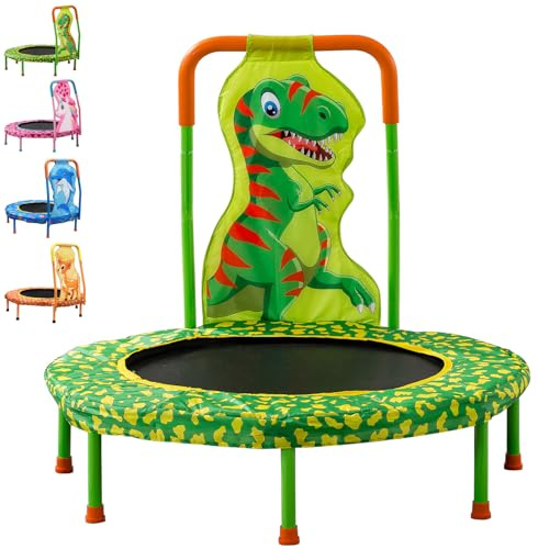Maotifeys No-Gap 36 Mini Trampoline Toddler Trampolines with Handle for Kids, 36 inch Indoor Garden Small Kid Trampoline Baby Trampolines with Super Safe Cover for Toddlers Ages 2 to 5, Dinosaur