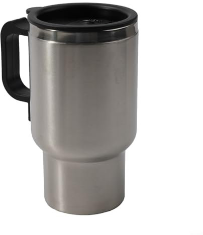 Jotekonoby Tazza elettrica per auto, 12 V, 500 ml, in acciaio inox, riscaldata, da viaggio, termica, con coperchio ermetico, anti fuoriuscite, per acqua calda, caffè, viaggi, uso domestico