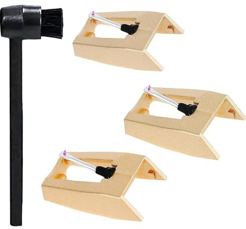 YIZITU Plattenspieler-Nadel mit Reinigungsbürste, Plattenspieler-Nadel, Ersatz für Spieler