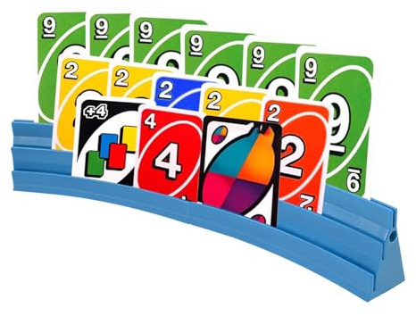 Gatphy Korthållare spelkort, 3 ramper, spelkortshållare för att ställa upp, stackbar med magnetisk montering, spelkortshållare poker för fester, seniorer barn, artrit (2 x blå)