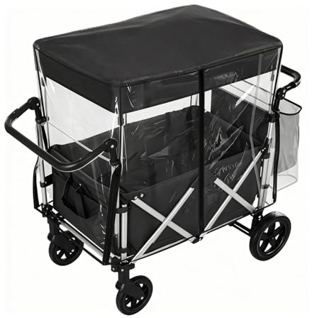 PORFOYO Carro protector de lluvia, capota para la lluvia, transparente, cubierta para carro plegable, cubierta impermeable con cremallera para carro de mano