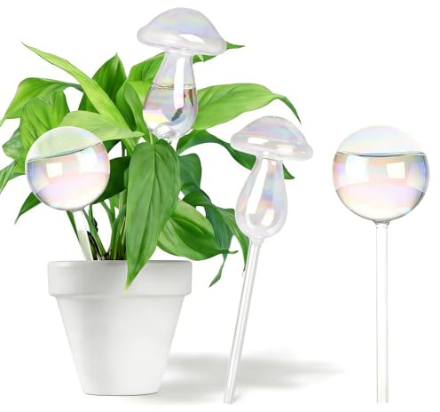 dellyy Irrigazione piante da interno, confezione da 4 palline per irrigazione funghi e rotonde, irrigazione automatica, adatte per viaggi d'affari, viaggi, piante in vaso da giardino, irrigazione per