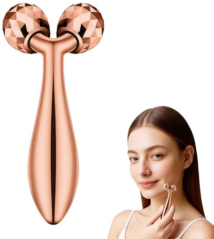 Beugo 3D Roller för Ansiktsmassage, 360° Roterande Massagerulle, Ansiktslyftande Massager, för Ansiktsmassage, Ansiktslyft, Modelering, Förtätning (rosagul)