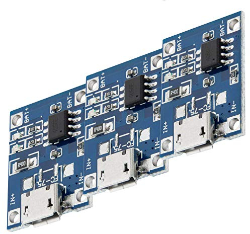 AZDelivery 3 x TP4056 Micro USB 5V 1A Laderegler Lithium Li - Ion Batterie Charger Lithium Lademodul inklusive eBook!