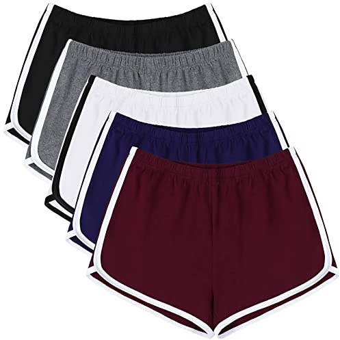 URATOT 5 Pack Shorts for Women Summer Casual Lounge Short Comfy Cotton Dolphin Shorts Athletic Gym Yoga Running Short Pants