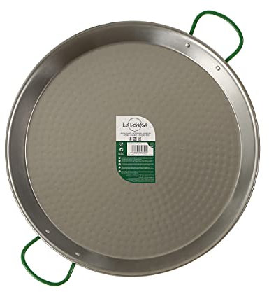 TU TENDENCIA ÚNICA Paellera de Acero Pulido de 50 cm para 13 Raciones. Asas de Acero Inoxidable. Antiadherente. Ideal para Paellas