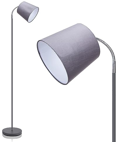 Aigostar Stehlampe mit Fußschalter， E14 Fassung mit Grau Lampenschirm， Stehleuchte mit Metallsockel， Moderne Vintage Standleuchten Leselampe für Wohnzimmer， Schlafzimmer