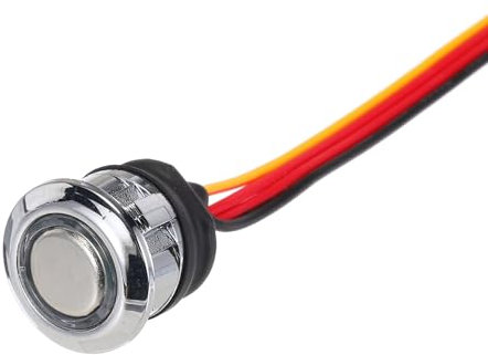 sourcing map DC 12V Touch Dimmer Switch with Blue Indicator Light 16mm Diameter Snap-in Mount Silver Tone for LED Lights Strip Lights