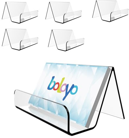 Boloyo Acrylic Business Card Holder for Desk , 6PC Business Card Display Stand Desktop Name Card Organizer Capacity 60 Cards