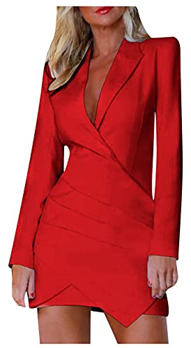 Mini abito da donna sexy aderente corto blazer risvolto bodycon abito autunno inverno maniche lunghe slim fit irregolare aderente abito linea A abiti da festa abiti business da donna elegante abito a