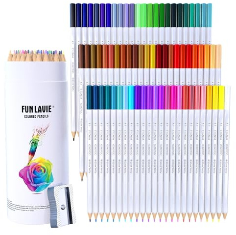 FUN LAVIE 72 Colouring Pencils for Adults, Coloured Pencils for Adult Colouring Books, Drawing Pencils and Sketching Pencils for Artists, Soft Core Oil-Based, with Sharpener