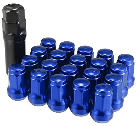 X AUTOHAUX M12x1.5 Car Wheel Heptagon Lug Nut Acorn 32mm Screws - 21 Pcs Blue