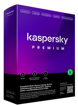 Kaspersky Premium 2023|3 Geräte|1 Jahr|Anti-Phishing und Firewall|Unbegrenzter VPN|Passwort-Manager|Kindersicherung|Experten Unterstützung|PC/Mac/Mobile|Aktivierungscode