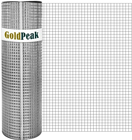 GoldPeak Hardware Cloth 1/2 inch 36 inch x 50 Foot 19 Gauge, Hot-dip Galvanized After Welding, Wire Mesh Roll Chicken Wire Fence Roll Rabbit Wire Cloth Tree Guard Cage Wire