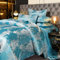 Tospass Satin Bettwäsche 220x240 Blau 3Teilig Himmelblau Jacquard Stickerei Prozess Blumen Bettwäsche-Sets Weich Glatt, 1 Bettbezüge 220x240 und 2 Kissenbezüge 80x80 mit Reißverschluss