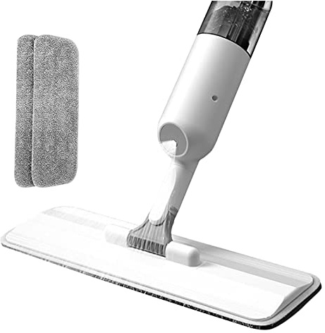 trapeador húmedo y seco Trapeador en Aerosol de Microfibra para Limpieza de Pisos: húmedo y seco, con rociador de Tanque de Agua de 350 ml y Almohadillas para Polvo húmedas secas, Lavables y