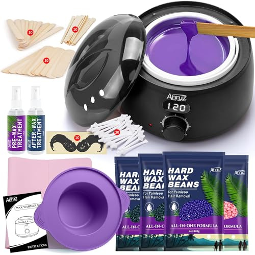 ANRUZ Premium Waxing Kit, Digital Wax Kit for Hair Removal | Wax Warmer Kit with 70 Items,Wax Pot for Waxing Professional -at Home Wax Machine for Full Body Waxing