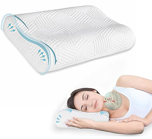 LAMB Höheneinstellbares Memory Foam Kopfkissen,Nackenstützkissen Schlafkissen, Waschbarer Kopfkissenbezug, Sandwich Kissen Geeignet für Rücken- und Seitenlage