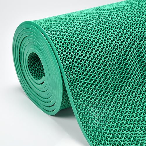 FVTVHEV Commercial Waterproof Floor Mat Drainage Non Slip Floor Mat 5MM thickness Non-slip and wear-resistant PVC Rug Gripper Anti Slip Matting Suitable for indoor and outdoor occasions(Green,90x100cm
