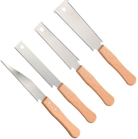 Lot de 4 scies japonaises pour le travail du bois - Scie à main à double tranchant pour bois - Scie à main à double tranchant pour le travail du bois - Scies plates et double face - Argenté