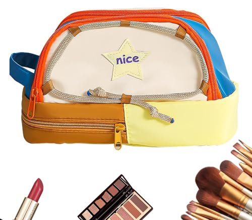 Zubehors Libre Estuche De Lápiz De Chicas De Estrellas, Estuche De Lápiz De Carpas De Gran Capacidad, Estuches De Lápiz Estético Multifuncional con 3 Compartimentos, Bolsas para Lápiz