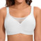 Cavotor Non Wired Bras for Women Seamless Push Up Bra T Shirt Soft Comfort Support Bras for Saggy Breasts Lace Wireless Bralettes with Bra Extender (White,L)