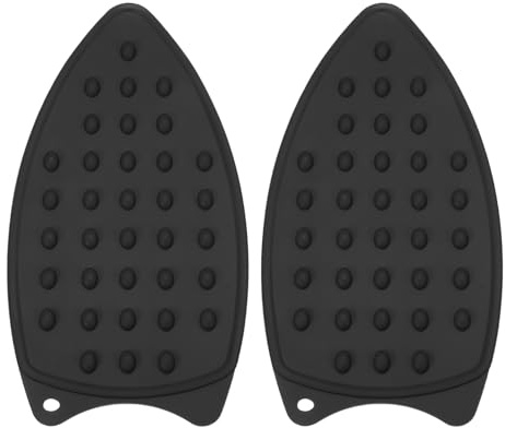 PATIKIL Silicone Iron Rest Pad, 2 Pcs Multipurpose Hot Heat Resistant Iron Rest Plate Protective Pad for Ironing Board Hot Resistant Steamer Steam Compact Mat, Black