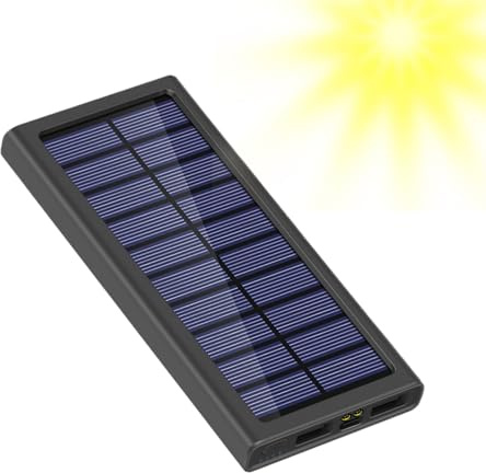 yakermur Solcellsladdare med integrerad powerbank | smartphone-laddare, 10 000 mAh externt batteri powerbank bärbar för utomhus vandring resor camping