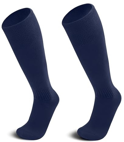 J&A MARTS Kids Football Socks | Teen Boys Girls Long Sports Socks for Football | Rugby, Hockey & PE | Breathable Non Slip Compression Training Soccer Socks Ages 11–16 Years (UK 3–6) | Navy