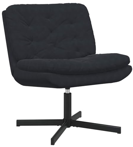 LoogCape Roterande avslappningsstol svart 63 x 75 x 76 cm sammet modern sittstol med ergonomiskt ryggstöd, justerbar höjd, roterbar, utrymmesbesparande, för vardagsrum kontor kök