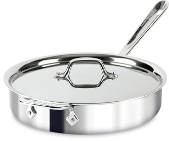 All-Clad 4403 Stainless Steel Sauté Pan with Lid 26.7 cm, 2.8 L, Stainless Steel, Suitable for Induction Cookers