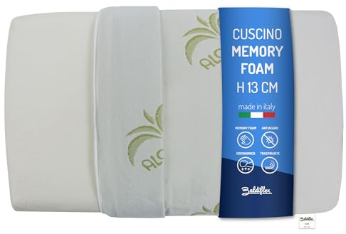 Baldiflex - Cuscino in Memory Foam, Modello Saponetta, Fodera in Aloe Vera