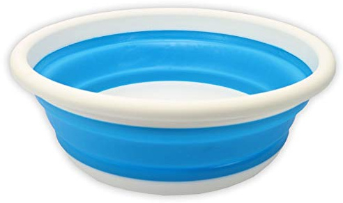 Invero Collapsible Foldable Washer Bowl Ideal for Camping, Caravans, Outdoor Activities, Kitchen and More - Blue