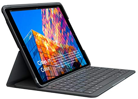 Logitech Slim Folio - iPad Air (3rd Generation) Keyboard Case with integrated wireless keyboard, Bluetooth and Comfortable (Models: A2152/A2123/A2153/A2154), QWERTY UK Layout - Graphite