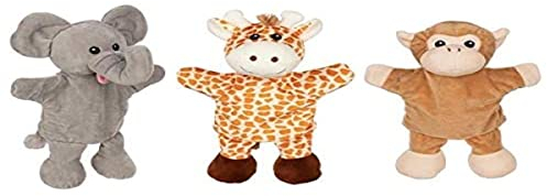 goki Handpuppen 3-er Set Giraffe, AFFE und Elefant (mit Beinen)