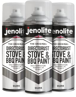JENOLITE Directorust Vernice spray per barbecue e stufa - Argento - Resistente alle alte temperature Fino a 650°C - 3 x 400ml