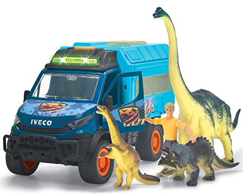 Dickie Toys - Dinosaurier World Lab - Spielzeugauto Iveco Daily 4x4 (26 cm) mit ausklappbarem Dino-Labor inkl. Dinos - Spielzeug für Kinder ab 3 Jahren