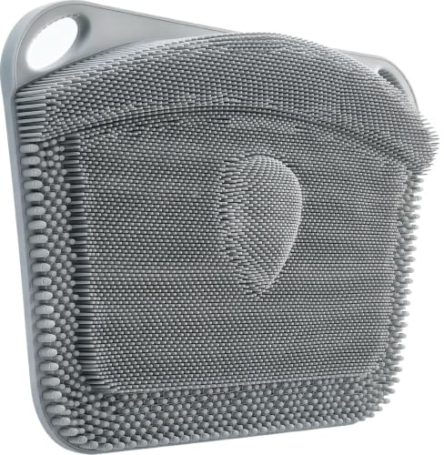 FREATECH Large Shower Foot Scrubber Mat, Silicone Foot Cleaner Brush to Clean, Exfoliate and Massage Feet Without Bending Over, Improve Foot Appearance and Overall Health, Grey - 17.3 x 13