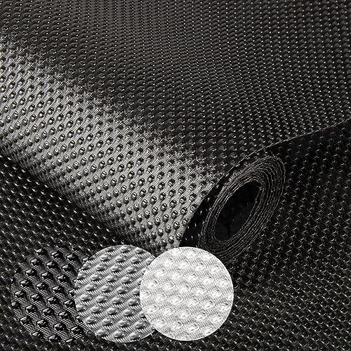 ANRO Alfombrilla antideslizante para cajones, alfombrilla para cajones de cocina, recortable, no adhesiva, alfombrilla para frigorífico, para armarios de cocina, color negro, 600 x 50 cm
