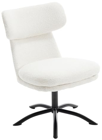 chairus Modern Bürostuhl Polsterstuhl Kunstfell Arbeitsstuhl ohne Armlehnen Schreibtischstuhl Computerstuhl für Home Büro Arbeitszimmer (Beige)