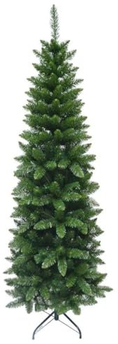 Maury's Albero di Natale Artificiale Extra Slim Sintetico Verde 120 cm con 185 Rami Folto Effetto Realistico Decorazione Natalizia Rami a Gancio