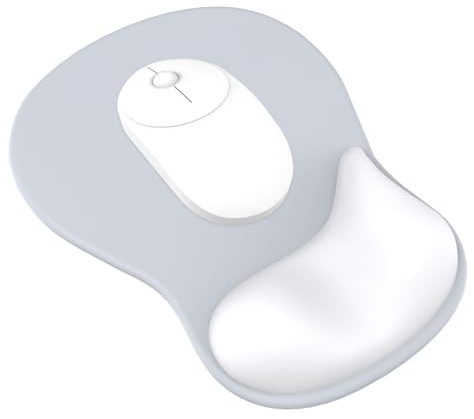 Giecy Alfombrilla Ratón Reposamuñecas de Gel, Mouse Pad Ergonómica de Tela Suave y Diseño Curvo Elevado para Hogar y Gaming(Gris Plateado)
